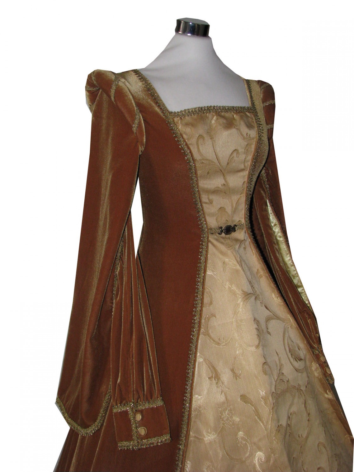 Ladies Medieval Tudor Ann Boleyn Costume And French Hood Headdress Size 8 - 10 Image